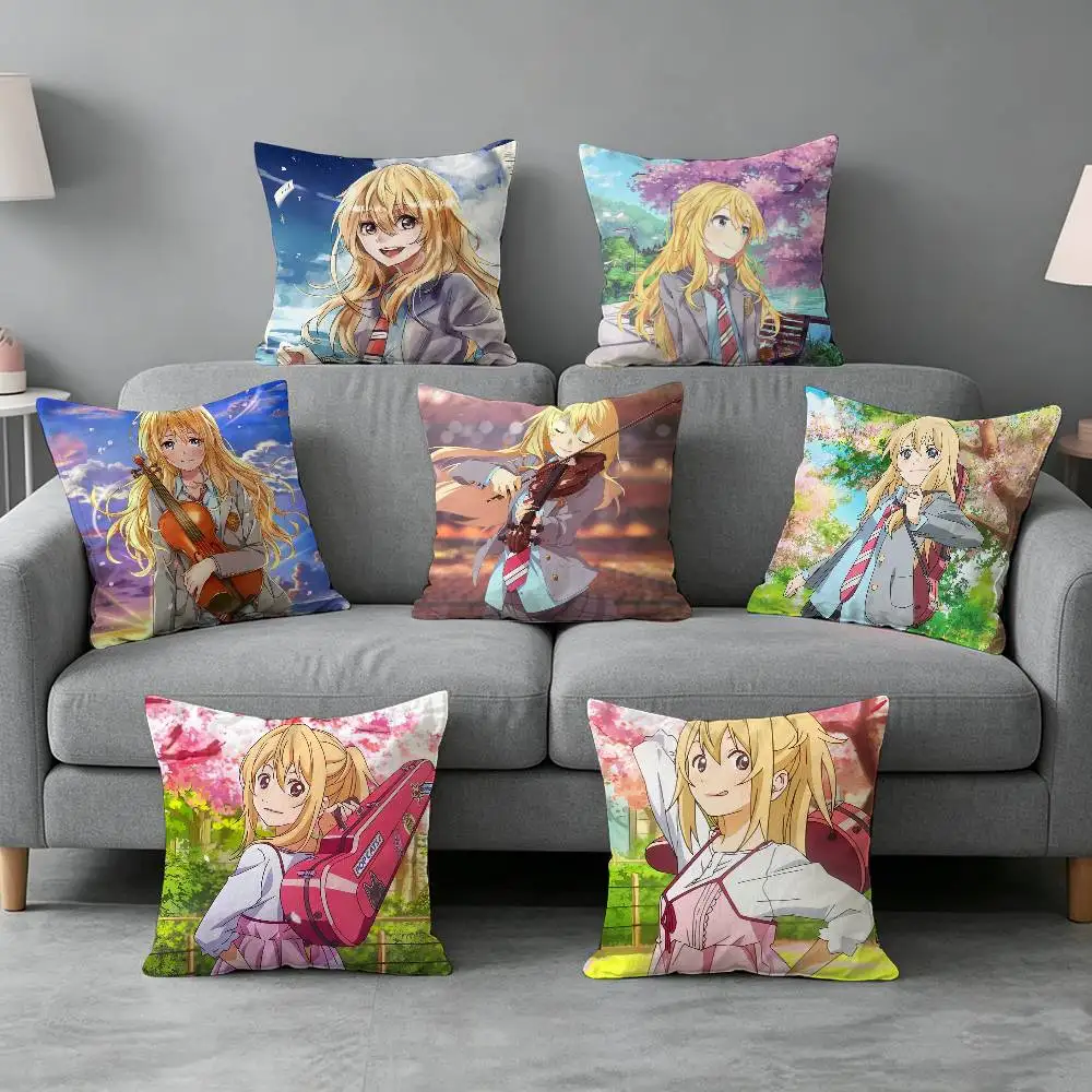 Kaori Miyazono Your Lie in April-l Pillow cover Soft Microfiber Pillowcase Home Sofa Decor Surprise Decorative printed.