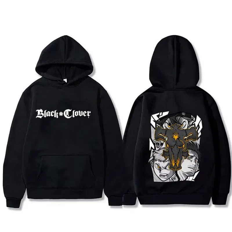 Sudadera con capucha gráfica de trébol negro de Anime Asta Yami Sukehiro, sudadera para hombre, sudadera informal versátil a la moda