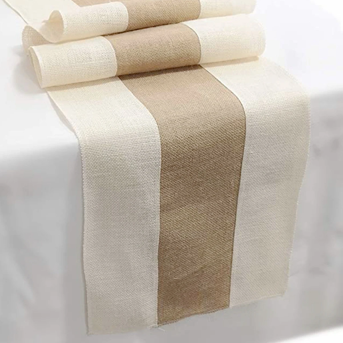 Rustic Woven Table Runner,Brown White Vintage Table Flag,Boho Farmhouse Table Decor for Wedding Party Festival