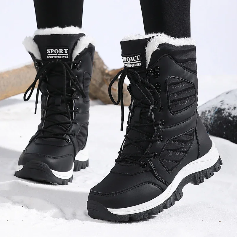 Winter Damen Schneestiefel Hohe Wasserdichte Knöchelstiefel Damen Dicke Warme Wanderstiefel Outdoor Baumwollschuhe Sneakers – Detail 16