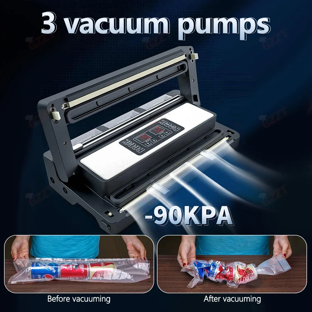 Commercial Vacuum Sealer Machine 420mm Sealing Length 3 Pumps Chamber Dry Wet Dual Use