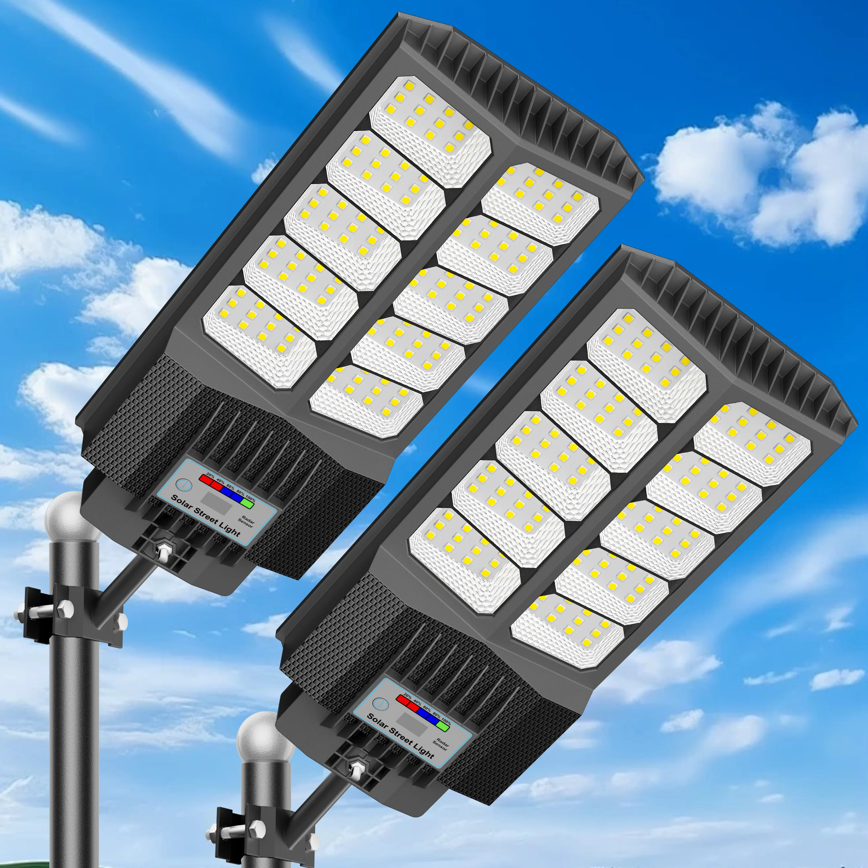 5000W Super Bright Solar Street Lights, IP65 Waterproof LED Flood Lamps, Wire-Free Solar Outdoor Lighting with Motion Sensor & Remote Control, No Extra Electricity Needed, Easy Installation for Yard, Patio, Garage, Basketball Court