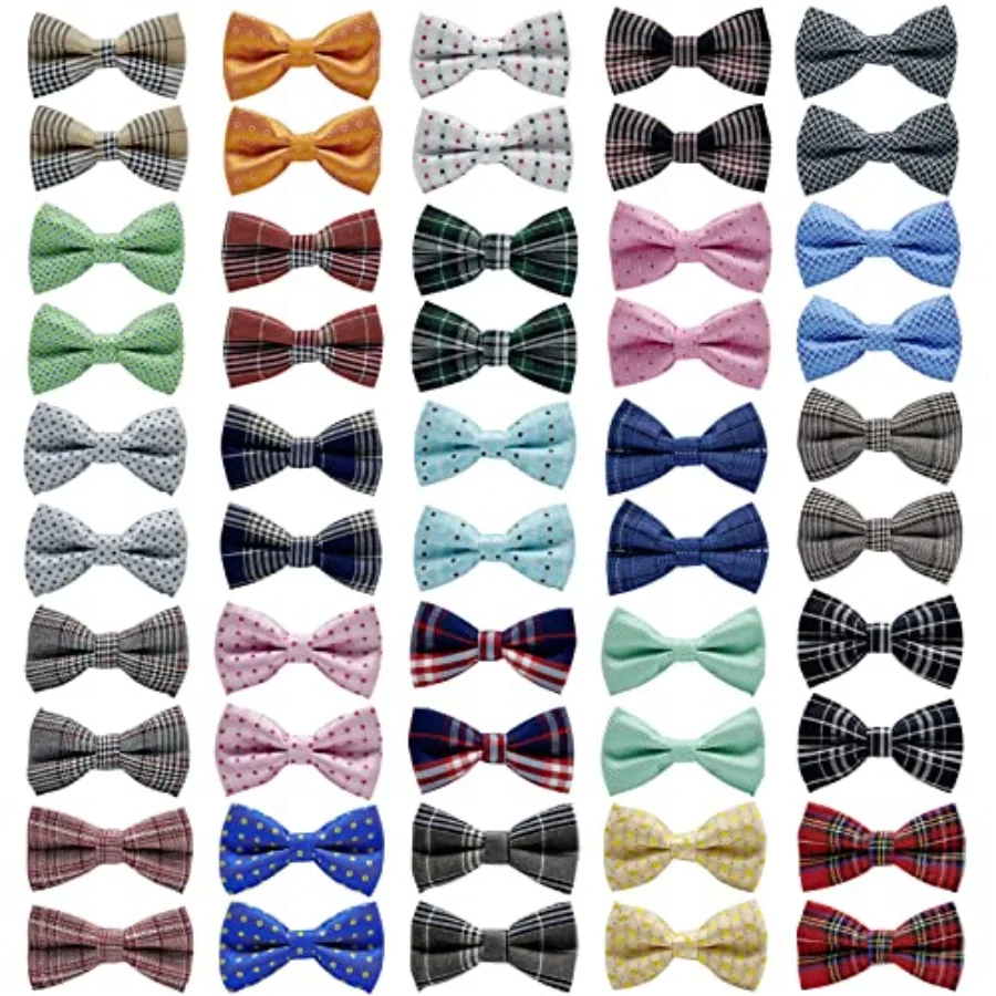 

Dog Bow Tie/ 50 Pcs Adjustable Elastic Rubber Band Double Layer Bow Ties for Dogs and Big Cats Pet Collar Charms Accessories Bo