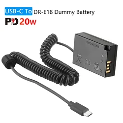 USB-C To DR-E18 LP-E17 Dummy Battery DC Power AC Adapter For Canon EOS R10 RP 200D 250D 750D 760D 77D 800D 850D 8000D