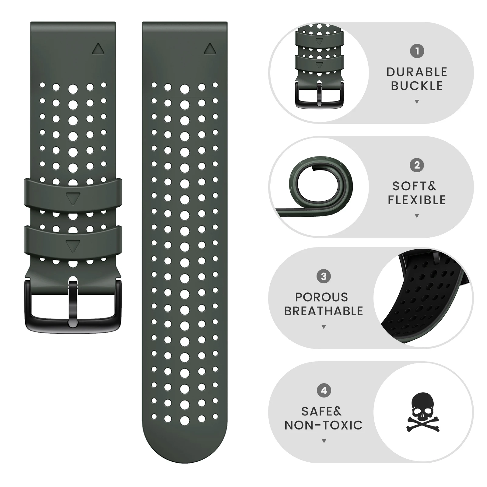 Double Colors Breathable Silicone Watch Band For Garmin Fenix5 5X Plus 6 6X Pro 7 7X 3HR 22 26mm Sport Strap Bracelet