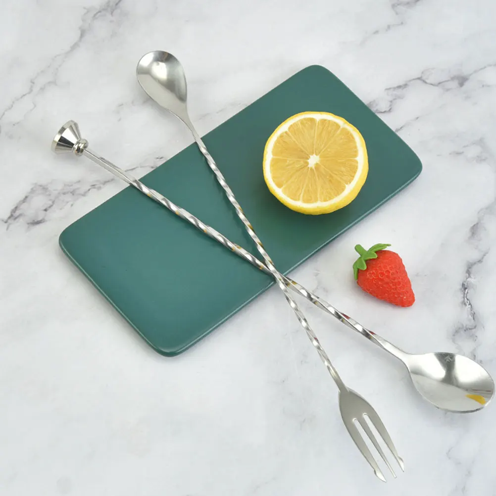 

Stainless Steel Cocktail Spoon Bar Supply Multi-function Stirrer Mixing Spoon Beverages Whiskey Iced Spiral Smooth Surface Easy