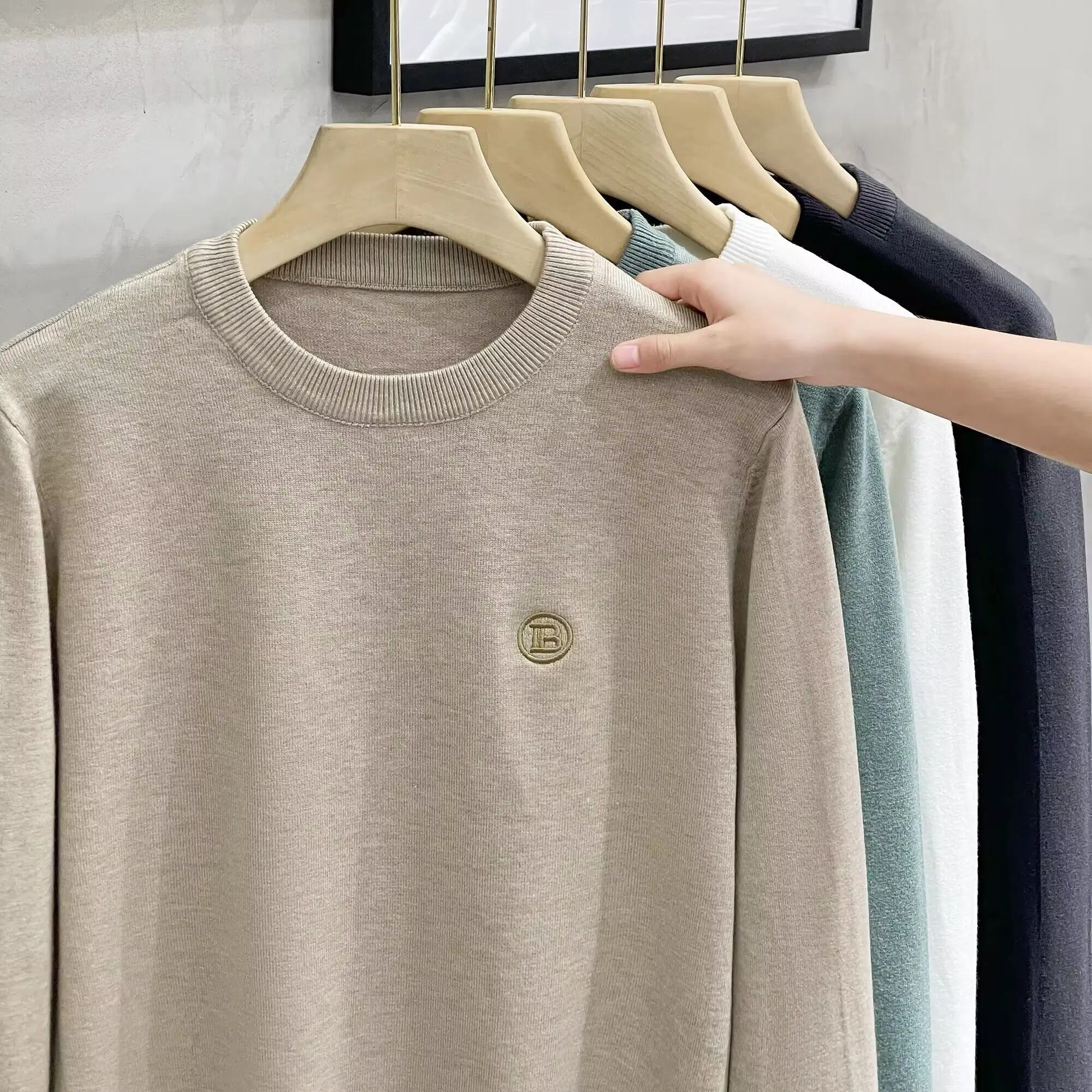 

Retro Japanese Sle round Ne Sweater Men's Slim Fit Knitted irt Korean Version Trendy Overhead Warm Base Layer Sweater