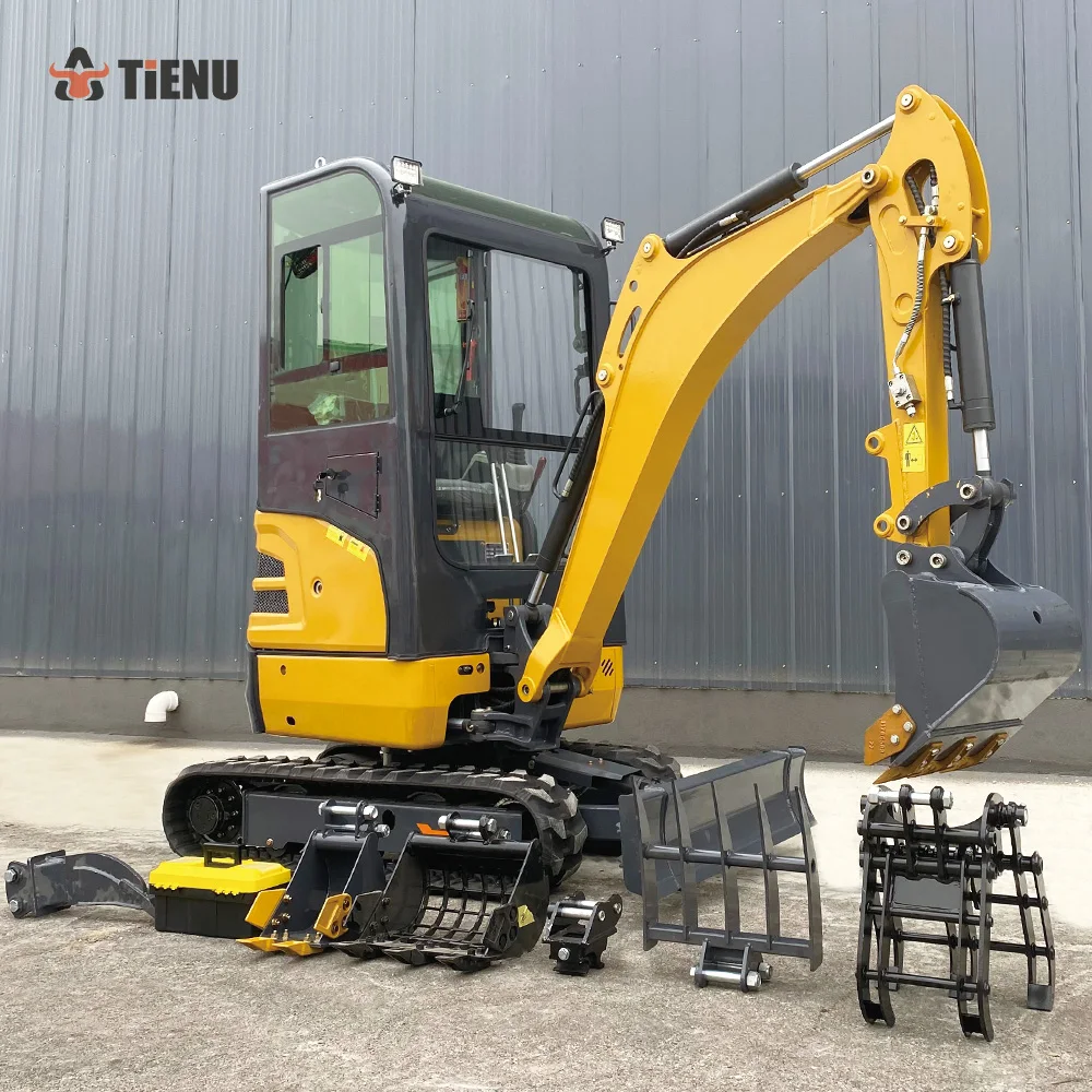 Mini Excavadora Hidráulica con Motor EPA de 1.5 Toneladas, Excavadora Agrícola Multifunción, Mini Excavadora con Color Personalizable, Excavadora de 2 Toneladas