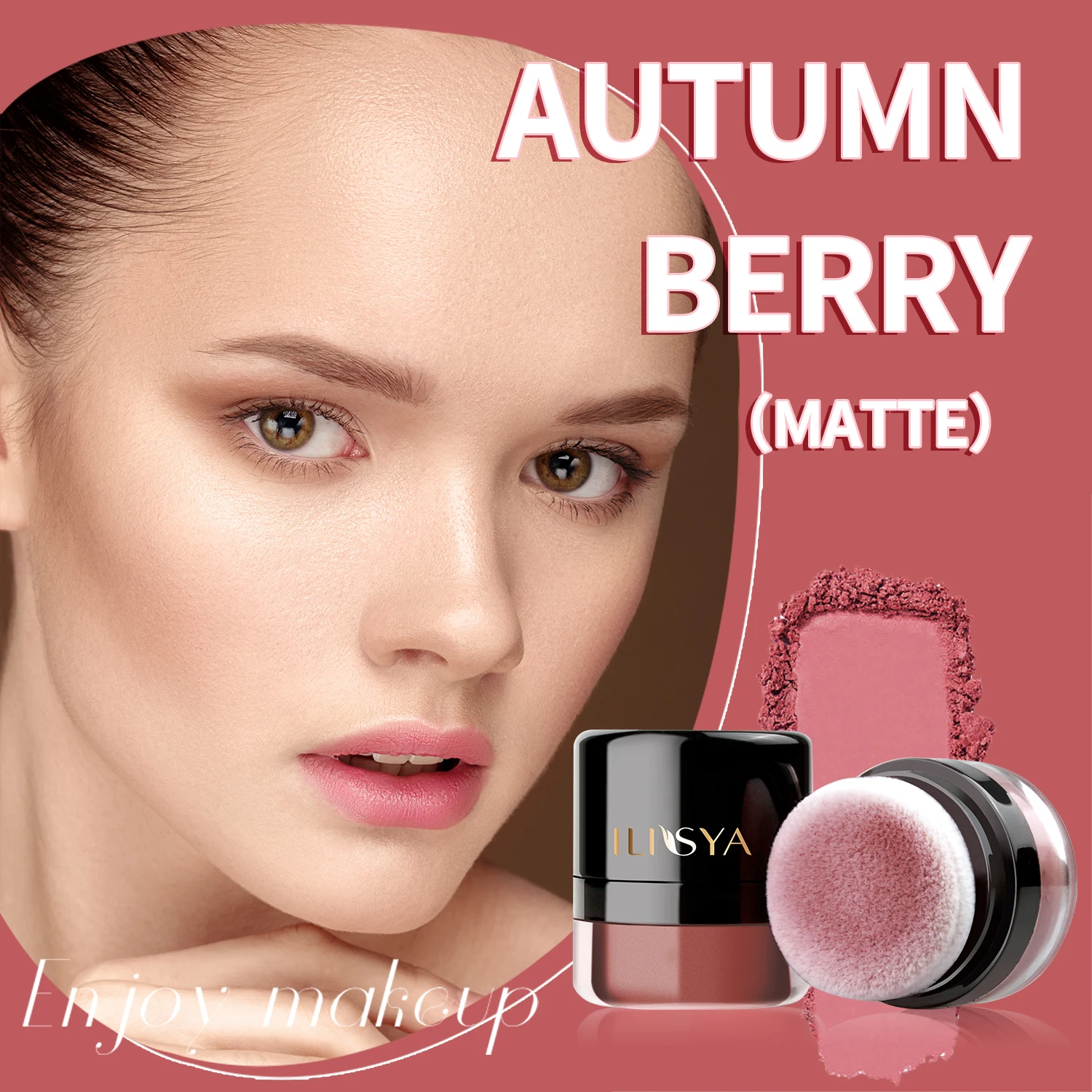 Ilisya Donkerrode Herfstbessen Blush Poeder Matte Lichtgewicht, Gladde, Langdurige Gezichtsverbeterende Make-Upkleur