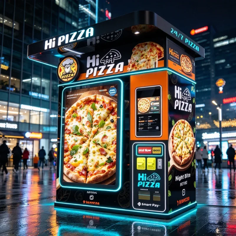 Multiple Payment Pizza Vending Machine Touchscreen 20-150 Capacity Automatic Stock Monitoring Street Customized Equipment