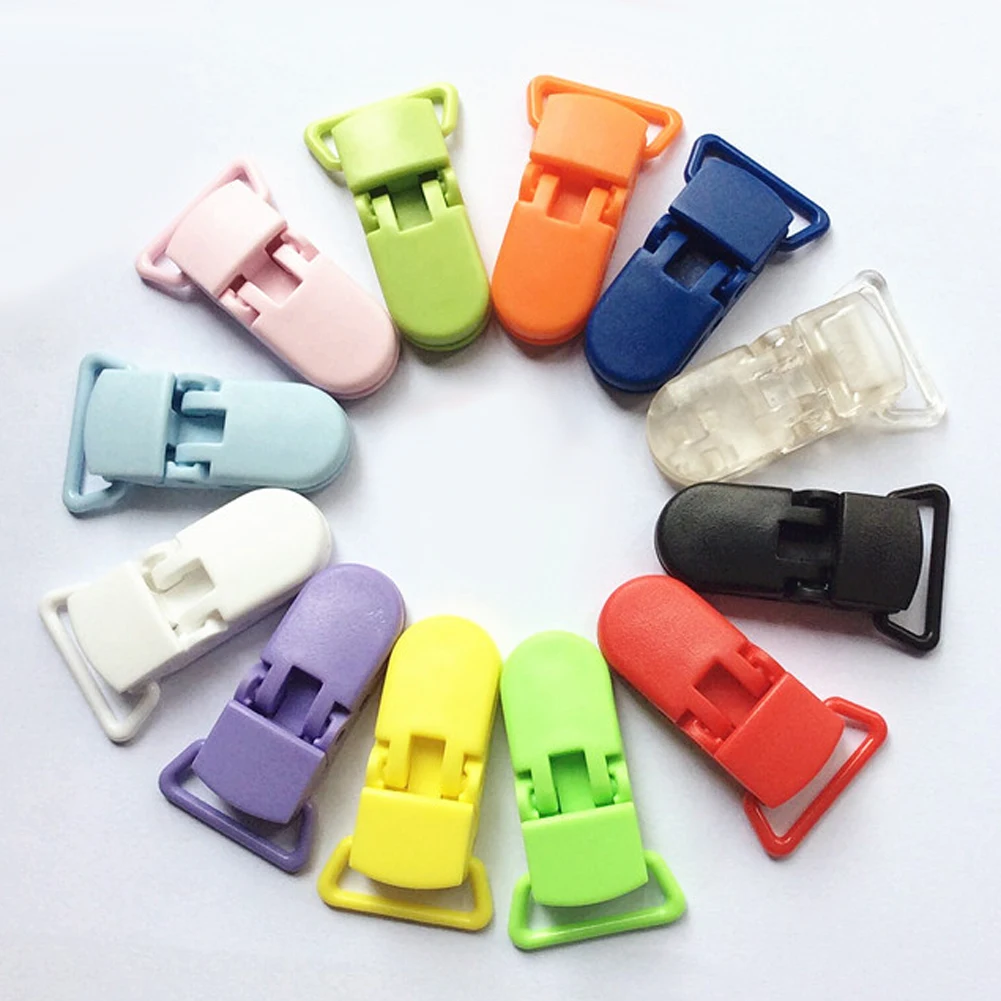 

10pcs Binky Paci Holder Color Random Plastic Suspender Clips Solid Color Binky Soothie for Boys and Girls Fits for Most Pacifier