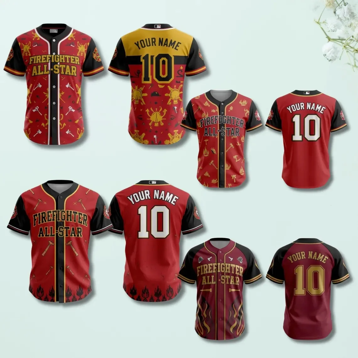 Custom Firefighter All-Star Baseball Jersey, Personalized Fireman Shirt, Unisex Shirt Men For Women Gift
