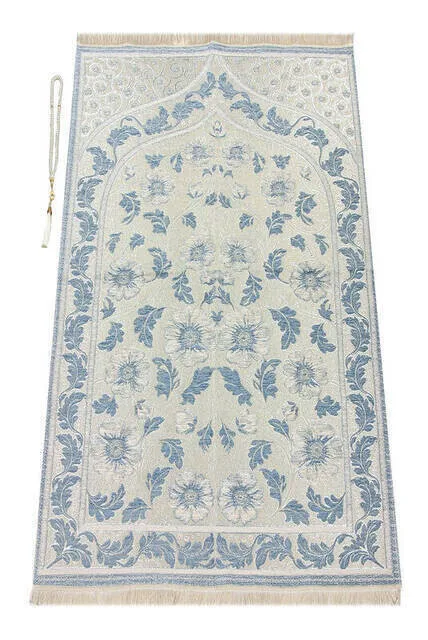 

IQRAH Luxury Silvery Embossed Seccade-Blue Color