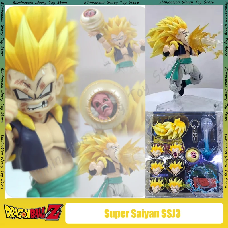 New Dragon Ball Z SHF Super Saiyan SSJ3 Gotenks Son Goten Trunks Heads Accessories Block K Anime Action Figure Figurine Toys