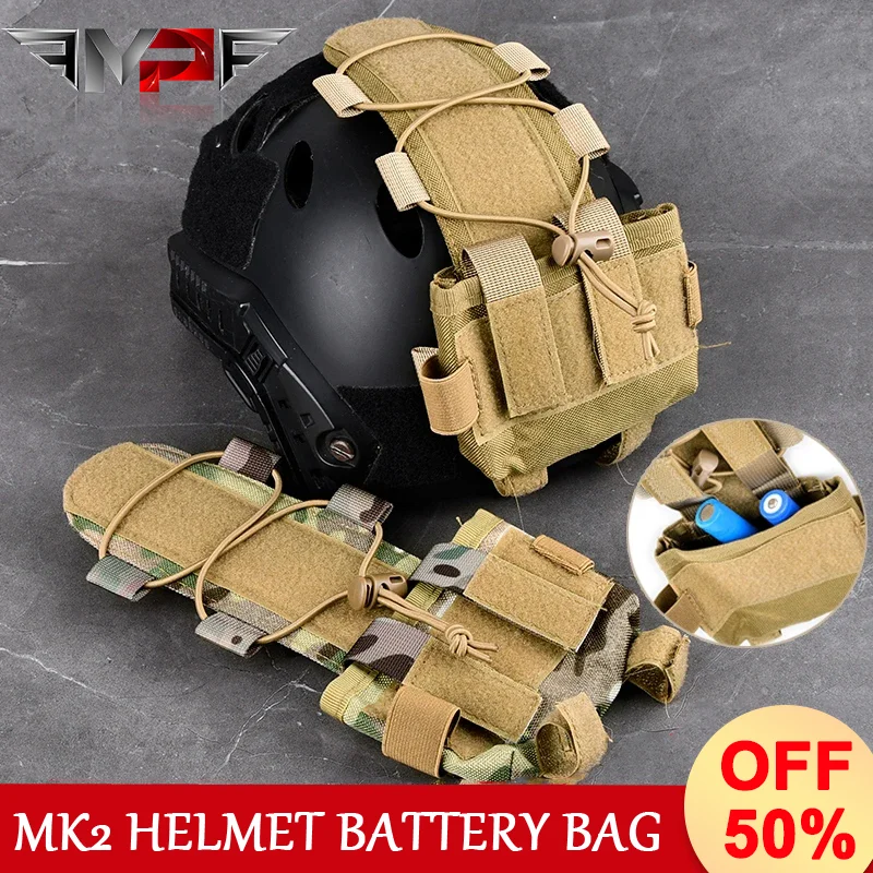 Tactical Nylon Fiber MK2 Helmet Battery Bag Outdoor Hunting Batteries Bags With Elastic Cord For Camping Activities Outdoor Game