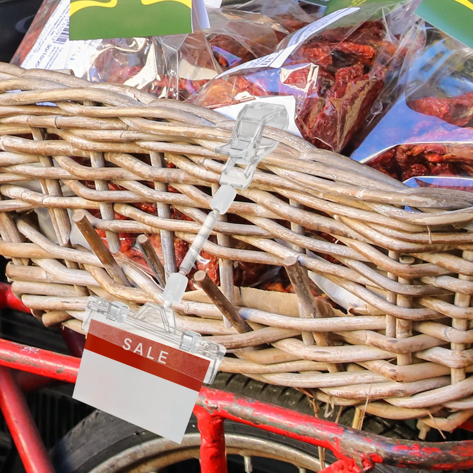 

10pcs Price Tag Poster Clip Clear Sign Holders Retail Store Supplies Plastic Double Sided Clips Rotatable 90 Degrees Display