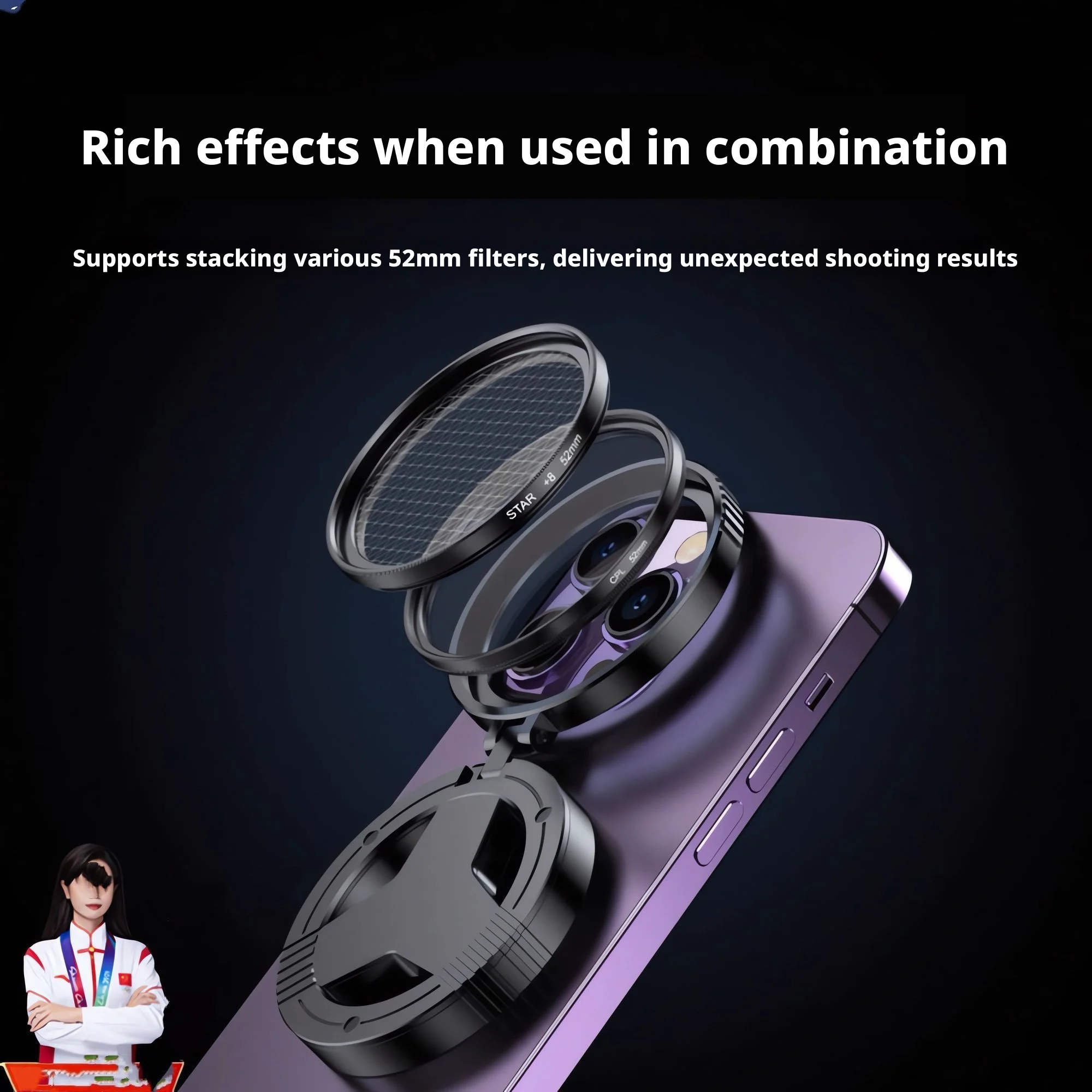 

New mobile phone polarizer magnetic polarizer ultra clear 52mm photography mobile phone lens filter photo artifact