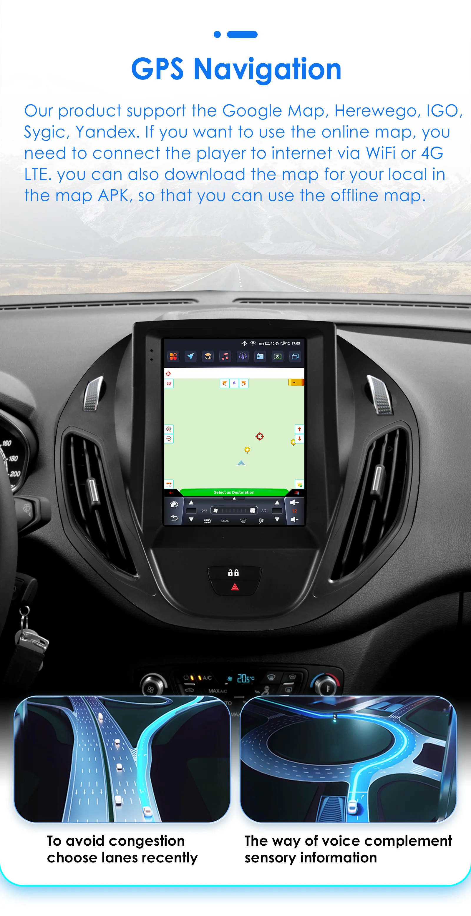Hizpo 9.7 "Fortesla-Stil Radio für Ford Tourneo Transit 2013-2017 4g Auto Multimedia GPS drahtloses Carplay Android Auto Navi WiFi – Detail 25