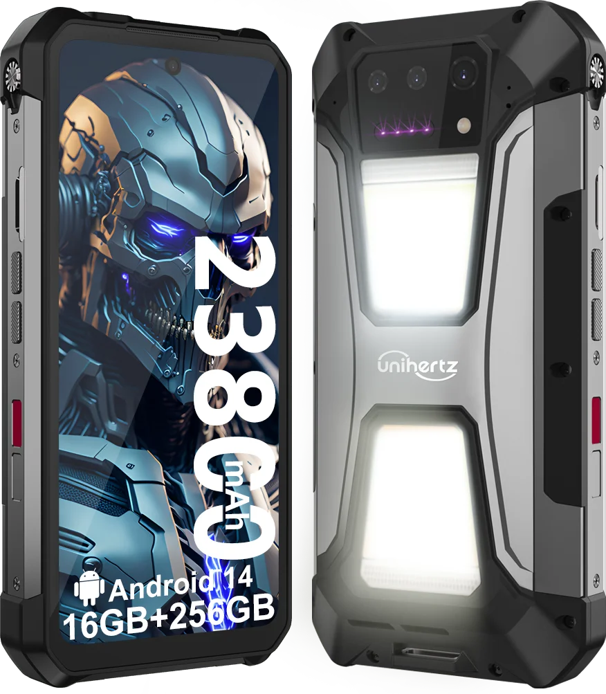 Smartphone robuste Uniherz Tank 2 PRO 8849 Android 14 avec projecteur, écran 6,79 pouces 2,4K 120Hz, 24 Go, 512 Go, 23800 mAh, 120 W, téléphone 4G