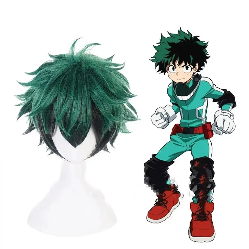 شخصيات كرتونية بطلي الأكاديمية Izuku Midoriya Deku معركة شعر مستعار تأثيري هالوين زي كرنفال للجنسين Setx ؛ 8's ، 6;