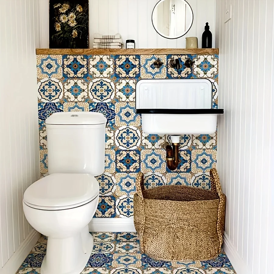 Mosaic Tile Stickers Kitchen Bathroom Waterproof Wall Peel and Stick Vinyl Stickers Self-adhesive Renovation  Wall Decoration