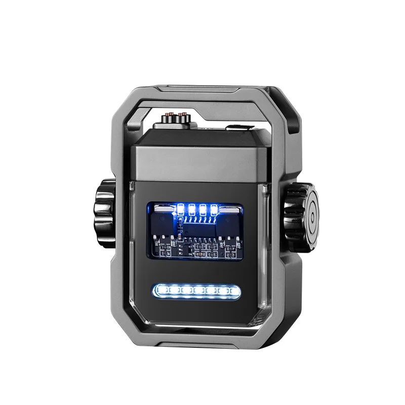 

Dual Arc Plasma Waterproof Lighter Watch Transparent Rechargeable USB Flashlight Windproof Lighter Cigarette Accessories