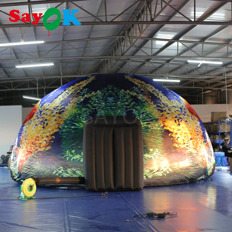 

7m Full Printing Inflatable Planetarium Projection Dome Tent Screen With Blower And Floor Mat For School Museme Teaching