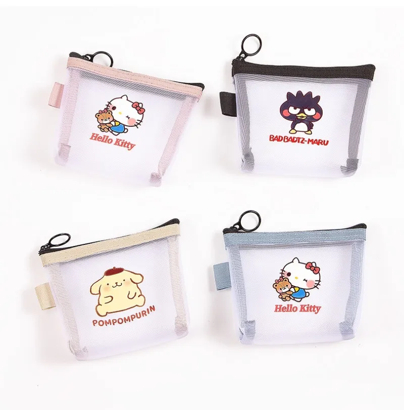 

Kawaii Hello Kitty Mesh Storage Bag Cute Cartoon Transparent Portable Makeup Bag Travel Women Supplies Student Gift Wholesale