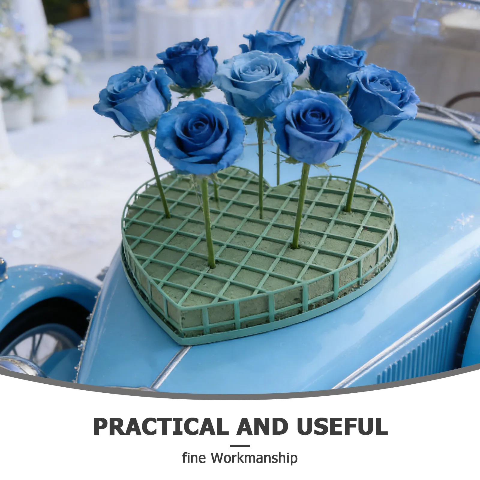 1Set Flower Mud Heart Floral Foam Cage Wedding Car Decor Strong Water Absorption Floral Arrangement Supplies Flower Green Mud
