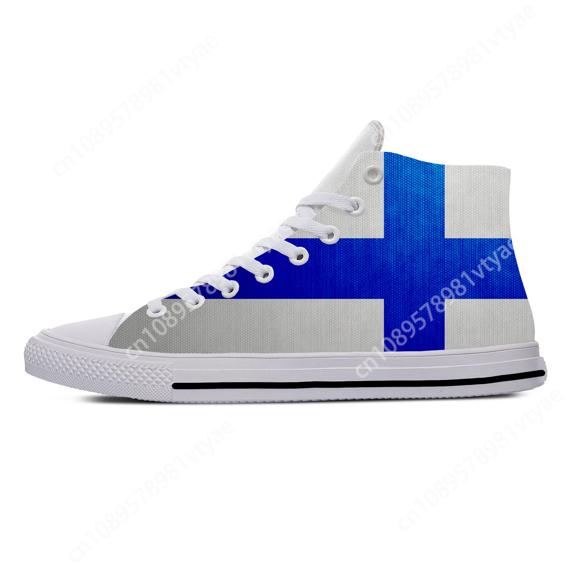 Hot Finland Finnish Flag Republic Patriotic Fashion Casual Shoes High Top Breathable Men Women Sneakers Lightweight Board Shoes