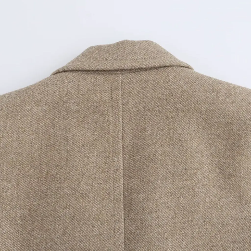 

Winter Women's Fashion Soft Wool Coat European American Style Simple Loose Buckle Design New