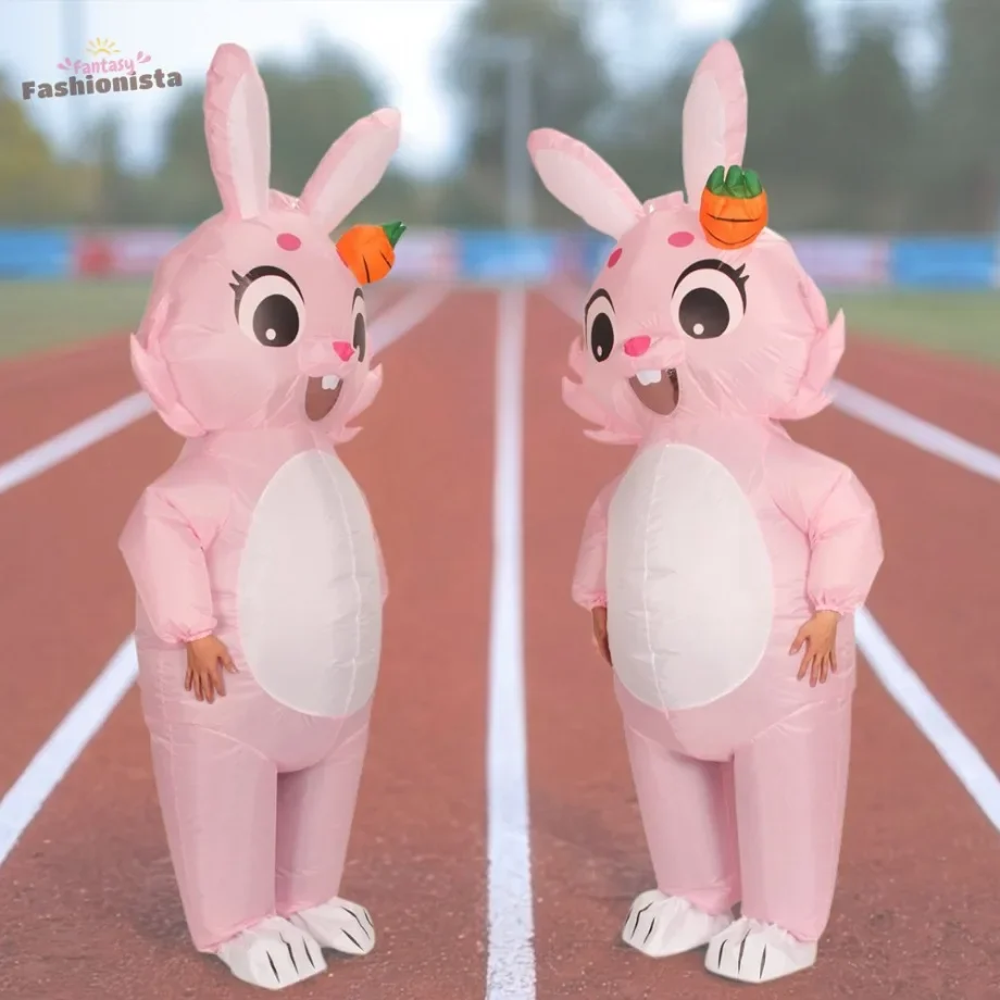 

Annual Carnival Easter Cartoon Doll Adult Cosplay Cute Carrot Headdress Pink Rabbit Inflatable Costume