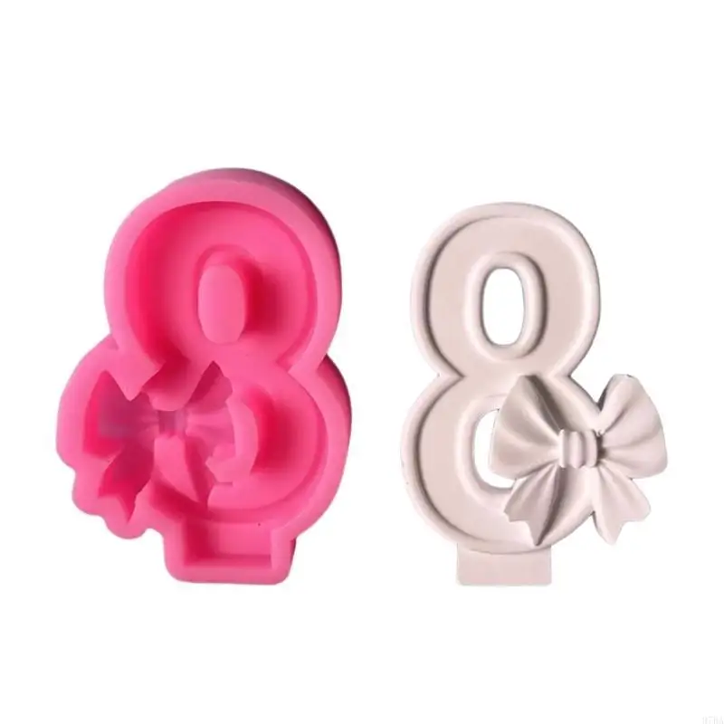 97BA Bowknot Number Silicone Molds for Epoxy Resin Making Soap Cake Molds Fondant Decoration Chocolate Molds