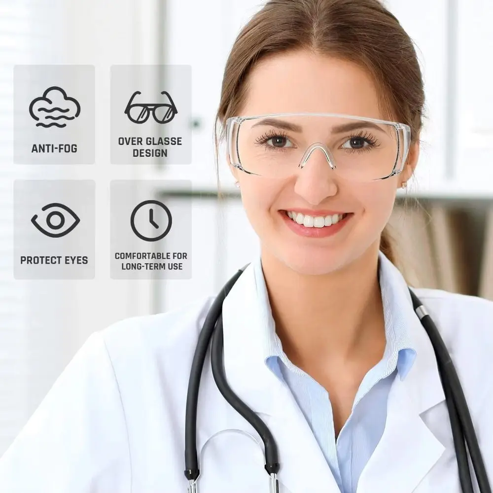 Anti Fog Dust Safety Transparent Glasses Clear Adjustable Frame Eye Protection Glasses Blocking UV Anti-Splash