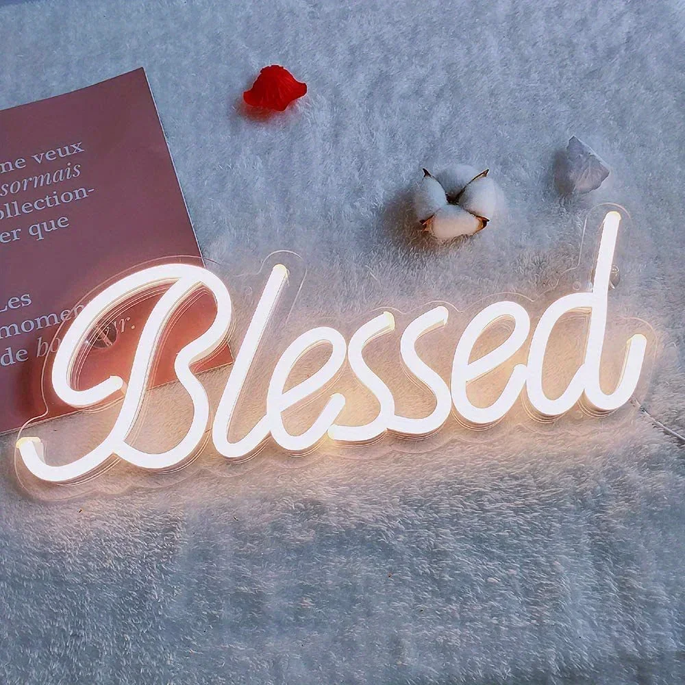 Blessed Neon Sign, LED Neon Light For Wall Art, Nice LED Neon Night Signs For Bedroom, Wall, Office Decor, Party, Gift