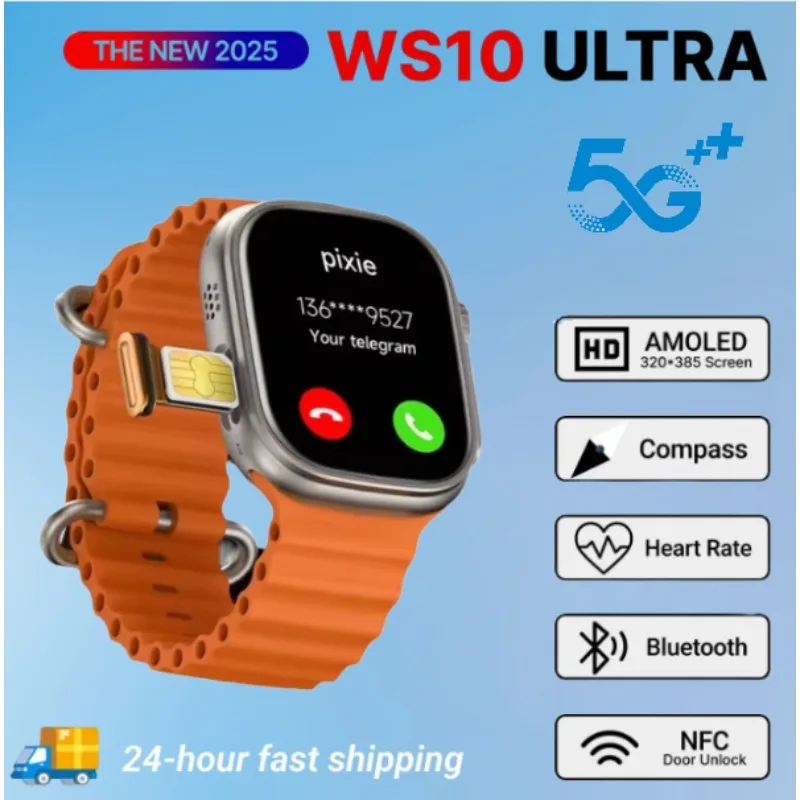 

Android SmartWatch WS10 Ultra4G Сетевая SIM-карта 2,2-дюймовый Amoled GPS WIFI Global Call Смарт-часы для мужчин Ultra 5G