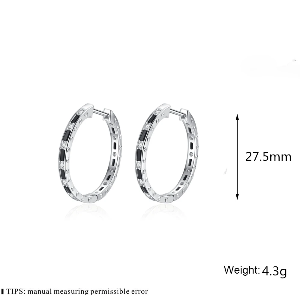 Black Awn 2024 New Square Circle Hoop Earrings For Women Shiny Cubic Zircon Earring Trend Party Jewelry Couple Gift  I268