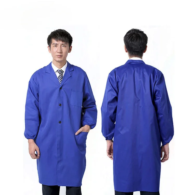 Men's Long-sleeved Labor Protection Overalls,One-piece Handling Workshop Dustproof Labor Protection Work Clothes Blue Work Coat
