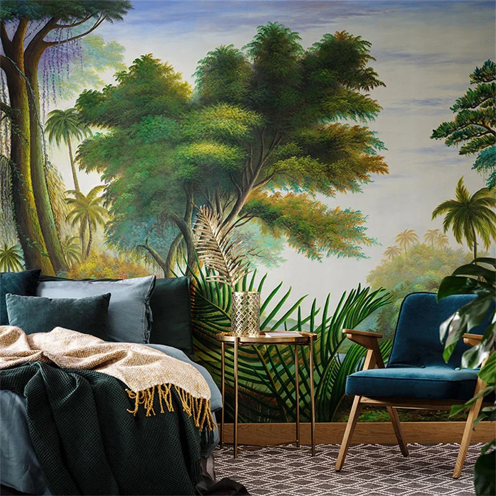 Custom Tropical Rainforest Jungle wallpapers for Living Room TV Background Wall paper Mural Home decoration art wood wallpaper
