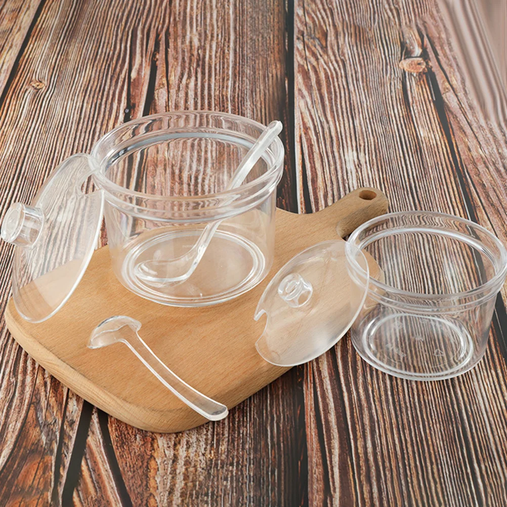 

2Pcs Kitchen Seasoning Box Transparent Acrylic Spice Storage Container Moisture-Proof Lid Salt Sugar Pepper Holder