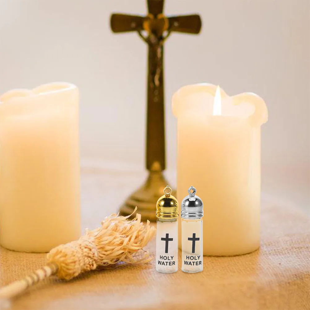 2 قطعة زجاجات المياه المقدسة الكاثوليكية المسيحية الزجاج مجموعة قوارير نعمة فارغة للمعمودية بالتواصل حفلة تفضل الكنيسة المنزلية #4