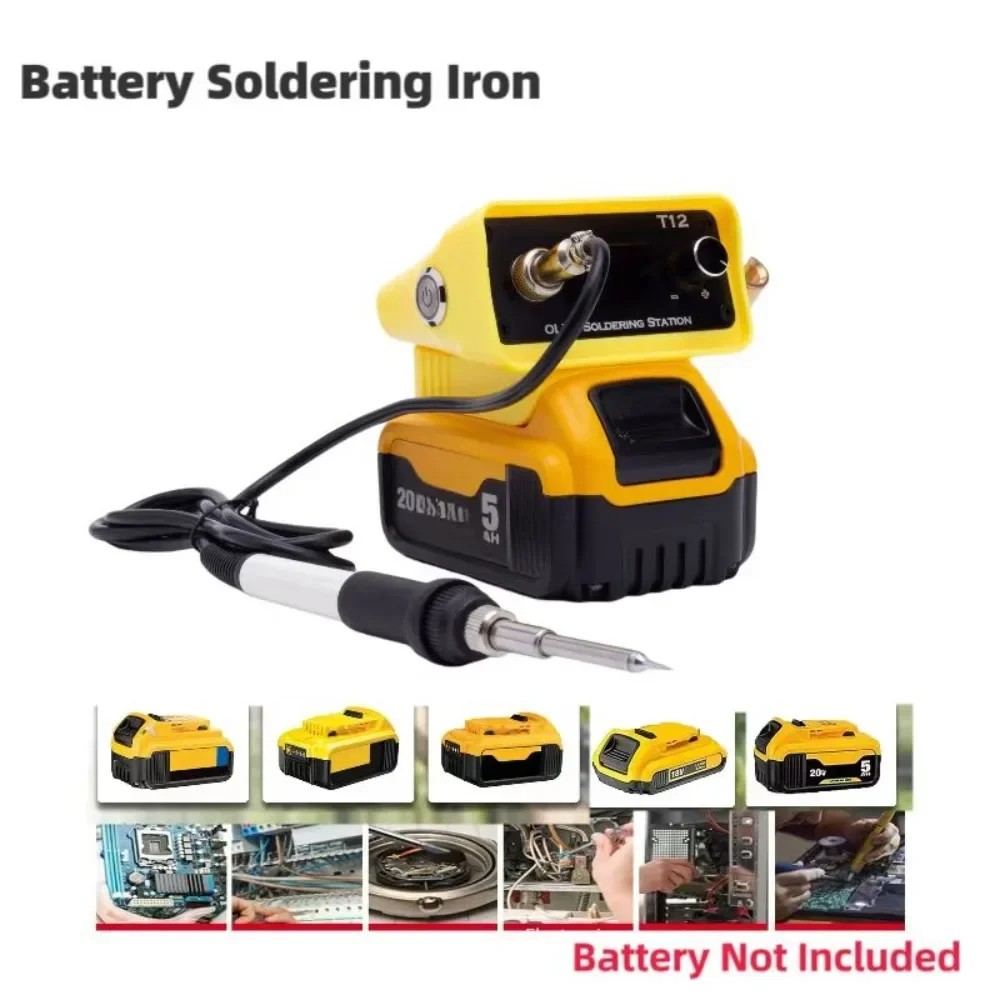 Stasiun Las untuk Dewalt 18V 20V catu daya baterai Lithium T12 Kit alat las besi solder (baterai tidak termasuk)