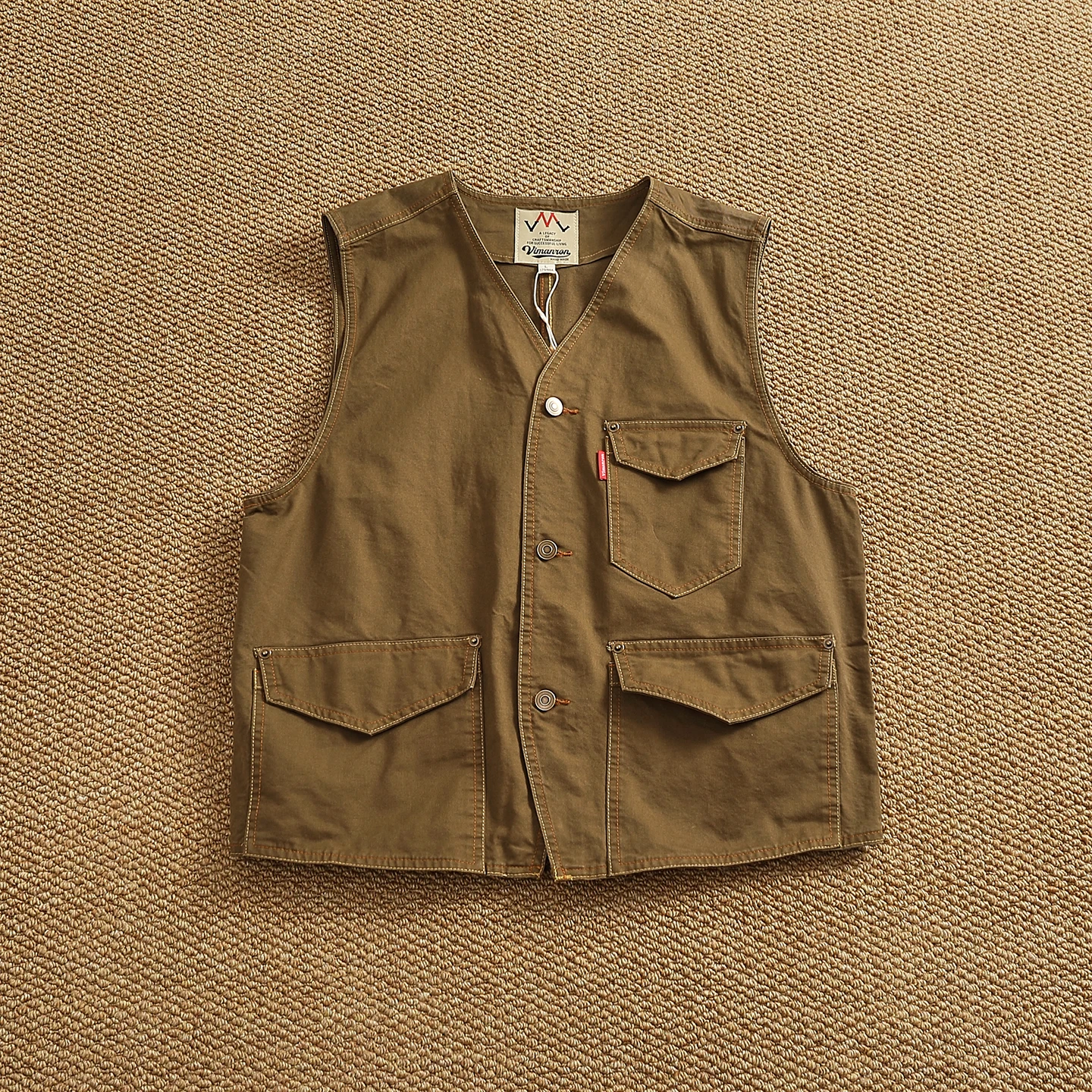 

Retro American Workwear Jaet Loose Fit Canvas Svel Men's Vest Faionable Casual Street Sle All Seasons Cotton