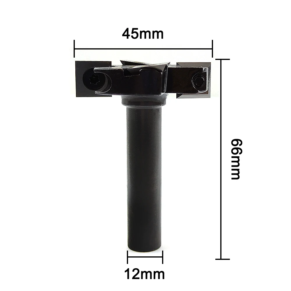 12mm 생크 CNC 스포일보드 표면 라우터 비트, 2 + 2 플루트 목재 대패 비트, 45mm 절단 직경, 슬래브 플랫 밀링 커터