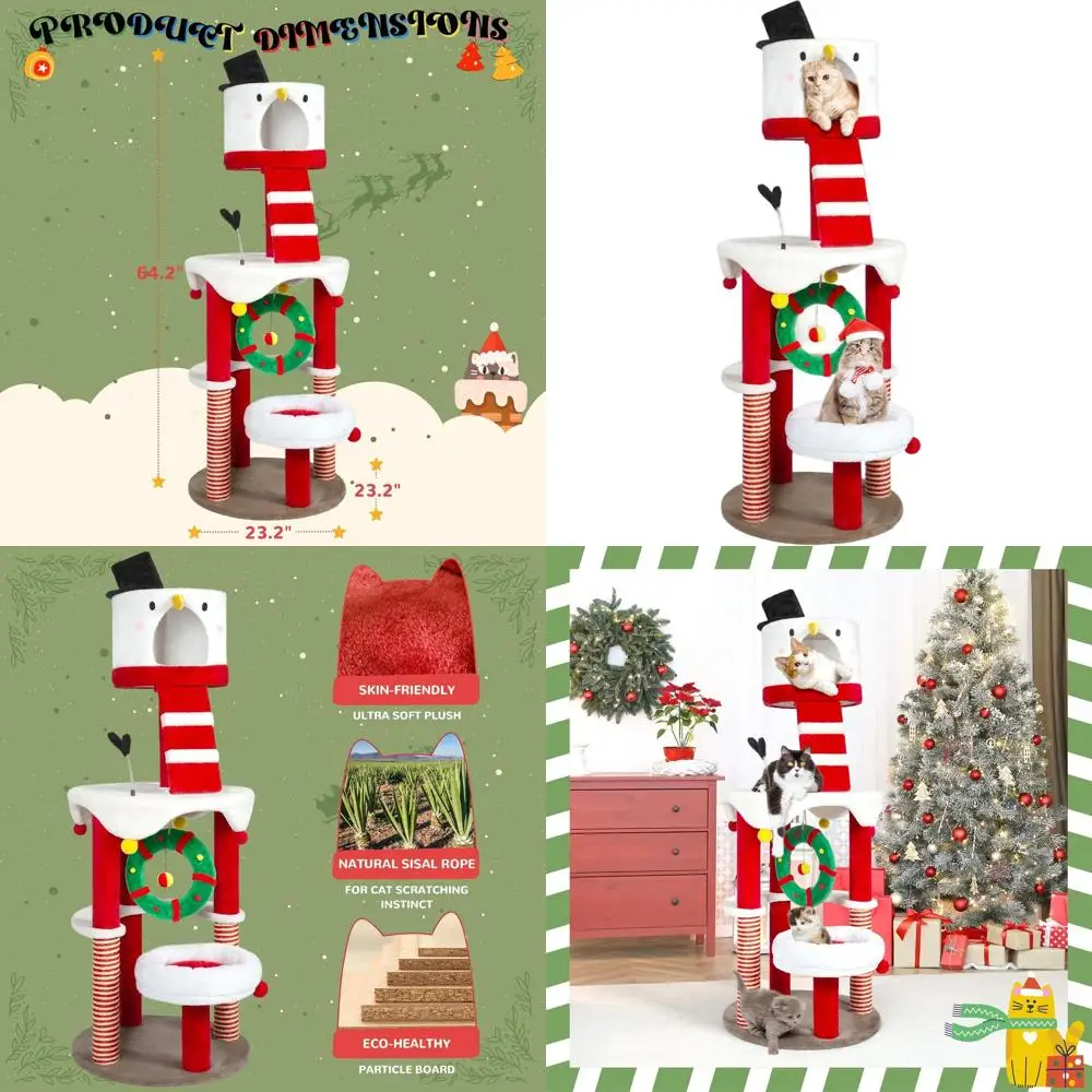 

Многоуровневая лежанка-дерево для кошек 64.2 с сизалевыми столбиками для царапания, корзинами и гамаками для крупных кошек