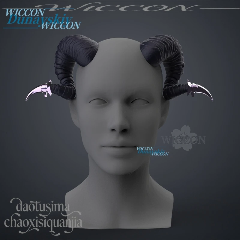 Accesorios de Cuerno 3D de Ácido Poliláctico para Cosplay de Anime, Juegos de Rol, Bufón, Lavorre, Demonio, Dragón, Disfraz de Halloween