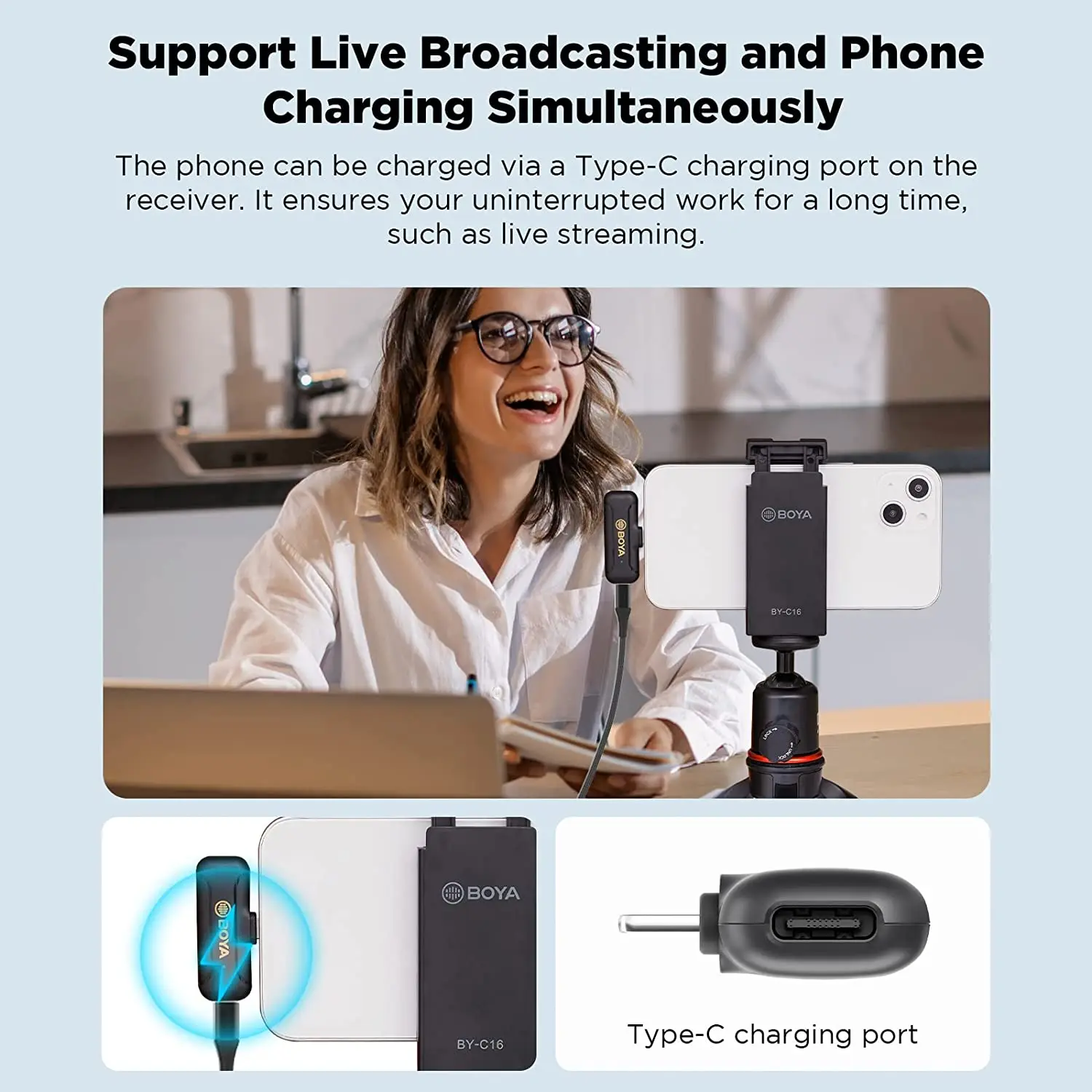 BOYA-携帯電話,スマートフォン,Xiaomi,iPhone,Android,スラッシュ用のマイク付きのワイヤレスクリエイサーマイクBY-WM3T2コンデンサー