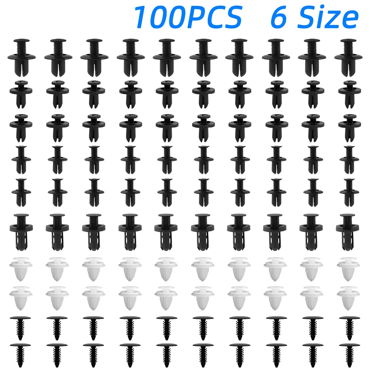100PCS Clips Auto Fastener Car Fastener Clip Remove Retain Rivets Plastic Fasten Bumper Door Cars Trim Fitting Disassembly Tool