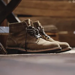 Maden-Bottes de skip vintage pour hommes, chaussures jaunes en cuir rétro, chaussures d'extérieur décontractées pour couple, bottes de rinçage dans le désert, chaussures d'évasion