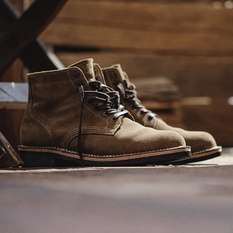 Maden Men's Vintage M43 Split Suede Combat Boots High-Top Desert Boots Round Toe Work Boots for Outdoor Fall and Winter Shoes